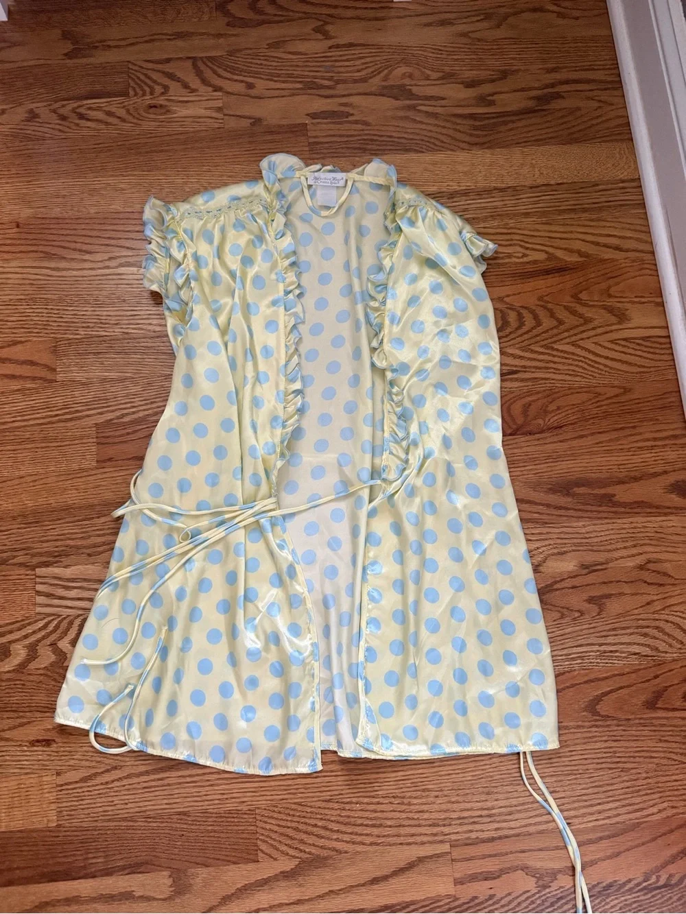 Vintage Y2K baby doll lingerie dress  and robe Polka Dot Lace-Trim small